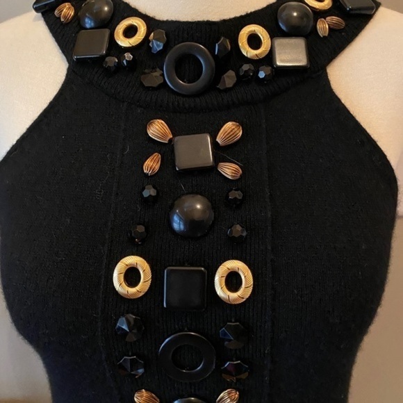 Milly Of  New York Black Cashmere Beaded Cocktail - Picture 3 of 8